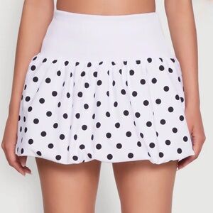 White/Black Polka Dot Bubble Mini Skirt